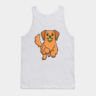 Cute Golden Retriever Playing Ball Tank Top